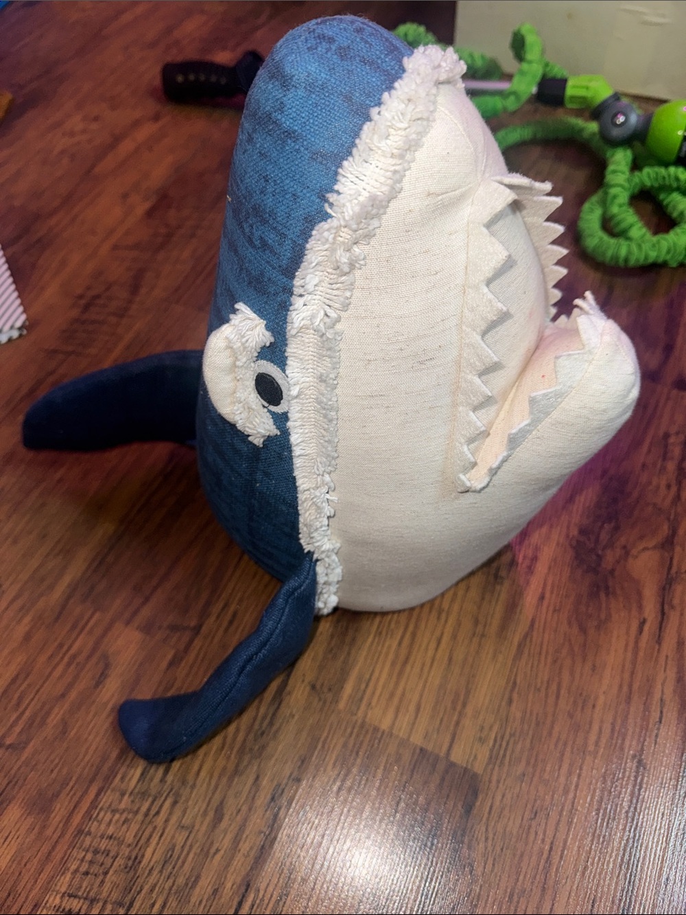Plush Shark Decorative Wall Pillow - Blue and Cream